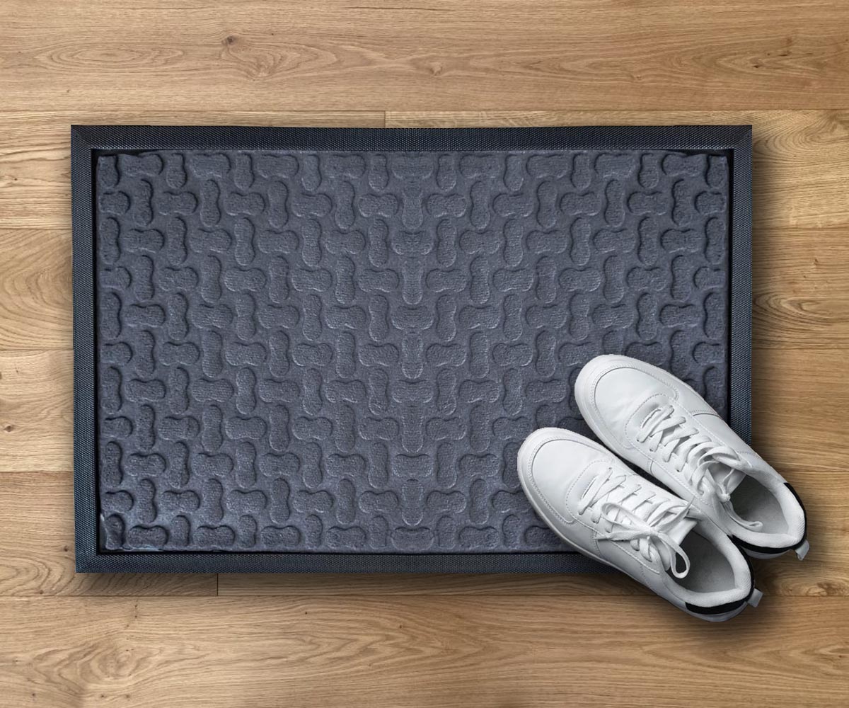 Felpudo Exterior Rizo Antideslizante de Caucho Goma Entradas y Terrazas 60x40cm Gris 7164101-5