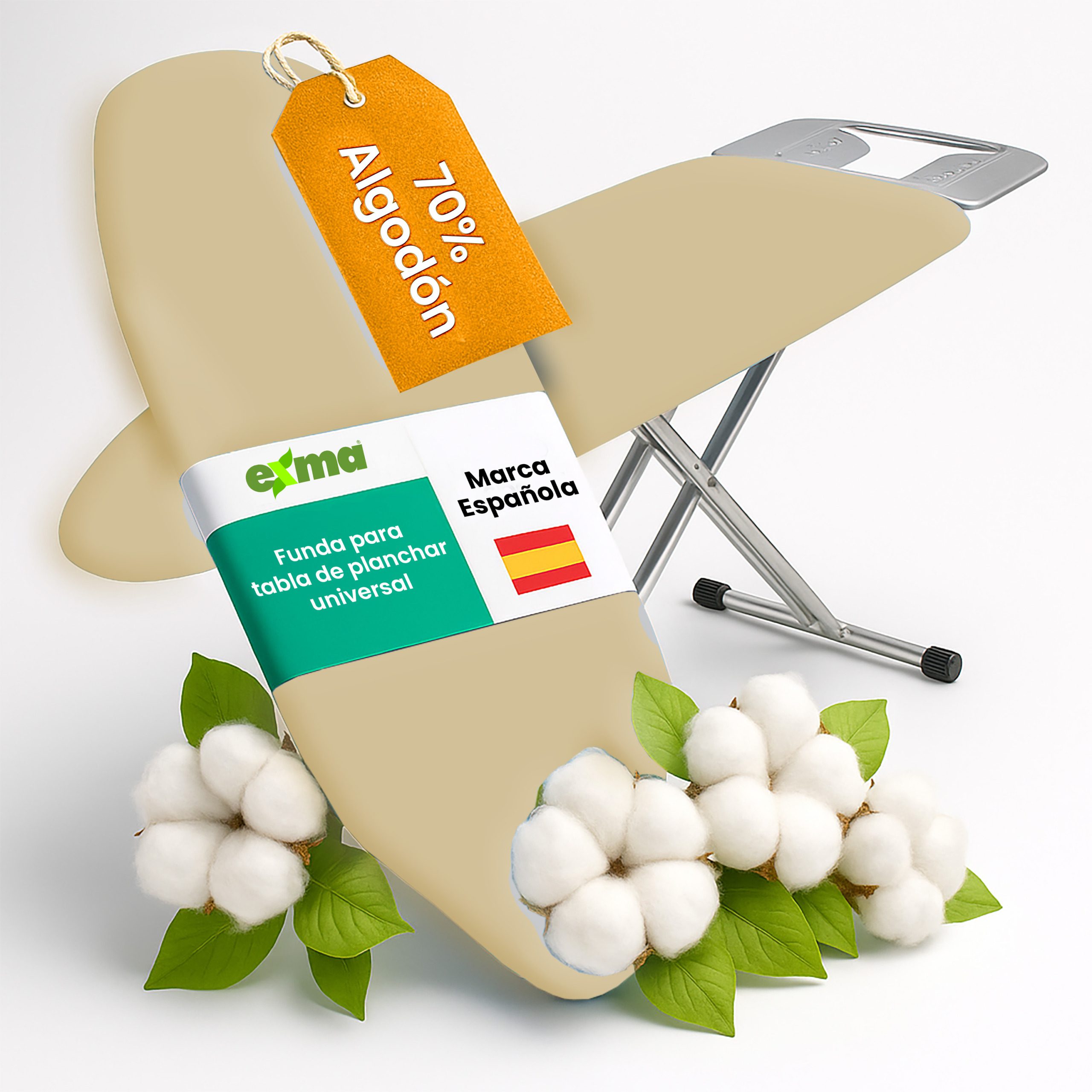 Funda para tabla de planchar ajustable universal - liso beige crema 0601200-13