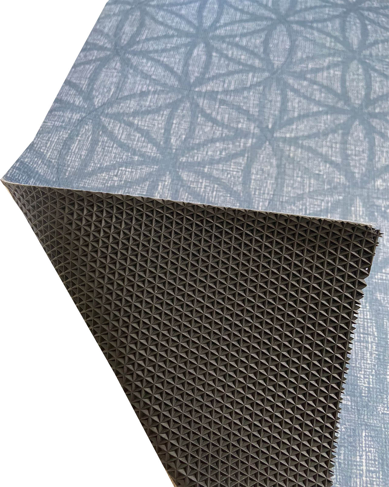 Alfombra moqueta antideslizante por metros para cocina y pasillo - Mosaico  Geométrico Azul 7080010-2