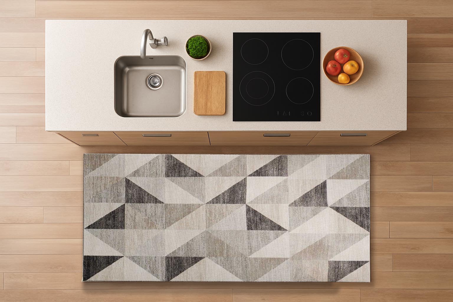 Alfombra de vinilo vinílica hidraúlica antimanchas para cocina salón por metros al corte - Geométrico diagonal 7100013