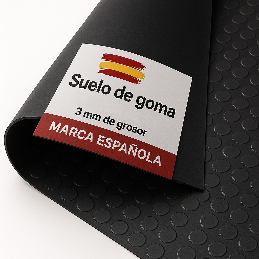 suelo goma caucho 3mm circulos diamantes checker