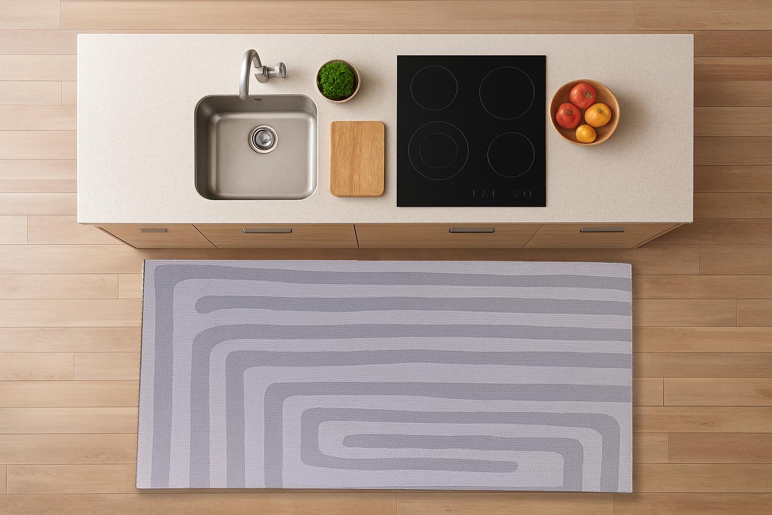 Alfombra de vinilo vinílica hidraúlica antimanchas para cocina salón por metros al corte - Abstracto gris 7100007