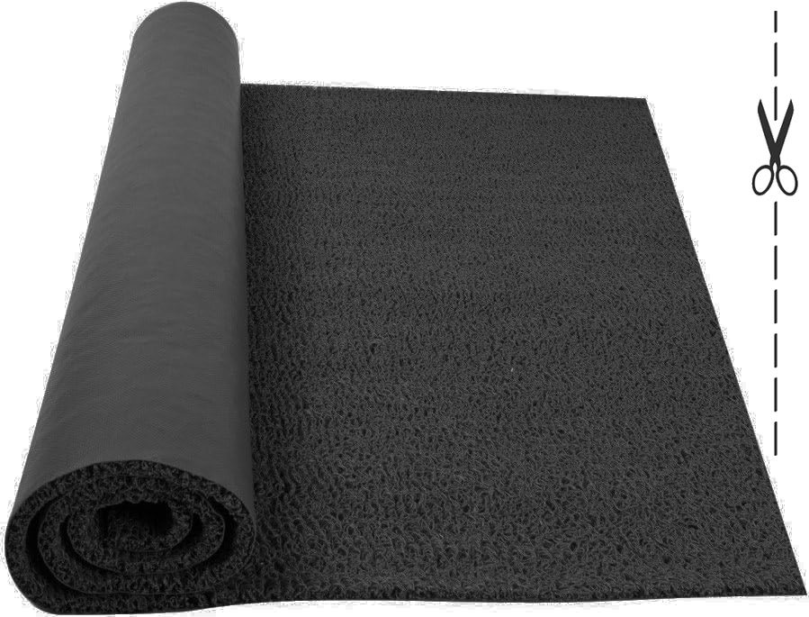 Rollo Alfombra entrada Felpudo Rizo PVC Vinilo Rizos Coil con Base Antideslizante - Venta por metros continuos a Medida - Color Negro