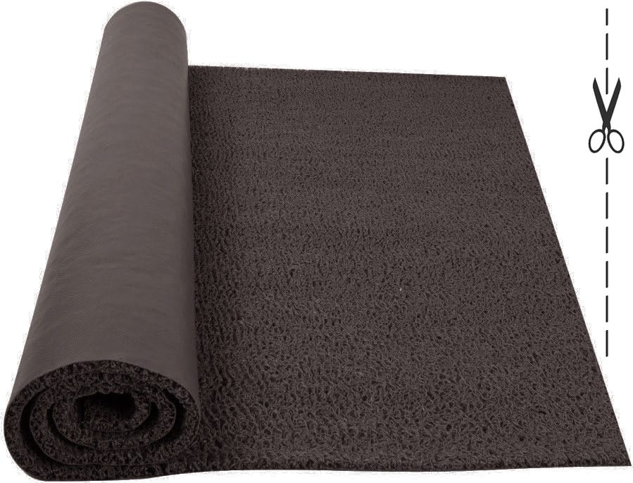 Rollo Alfombra entrada Felpudo Rizo PVC Vinilo Rizos Coil con Base Antideslizante - Venta por metros continuos a Medida - Color Marrón