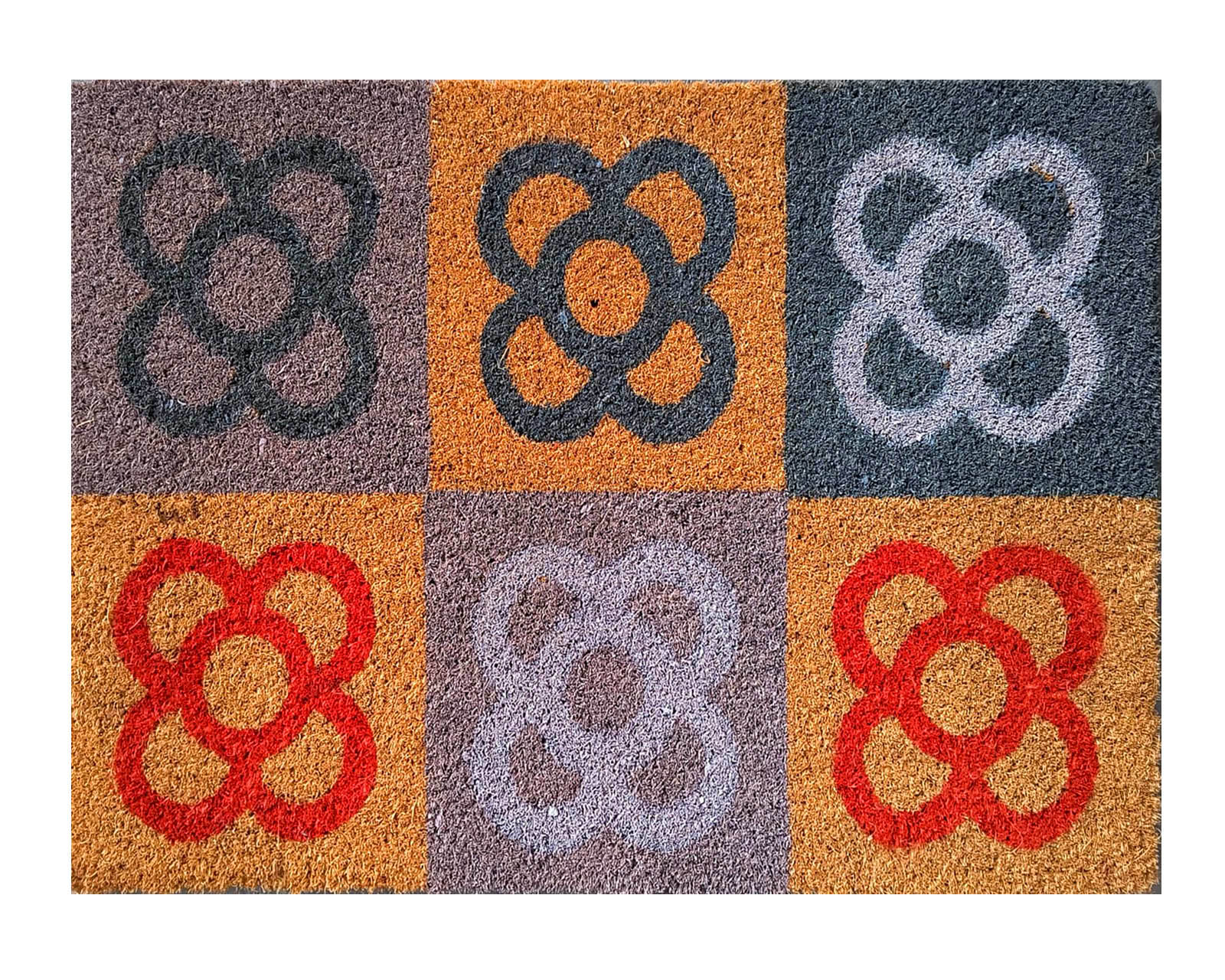 Felpudo Coco Rectangular Antideslizante entrada casa piso puerta interior exterior - Trebol 4 Hojas