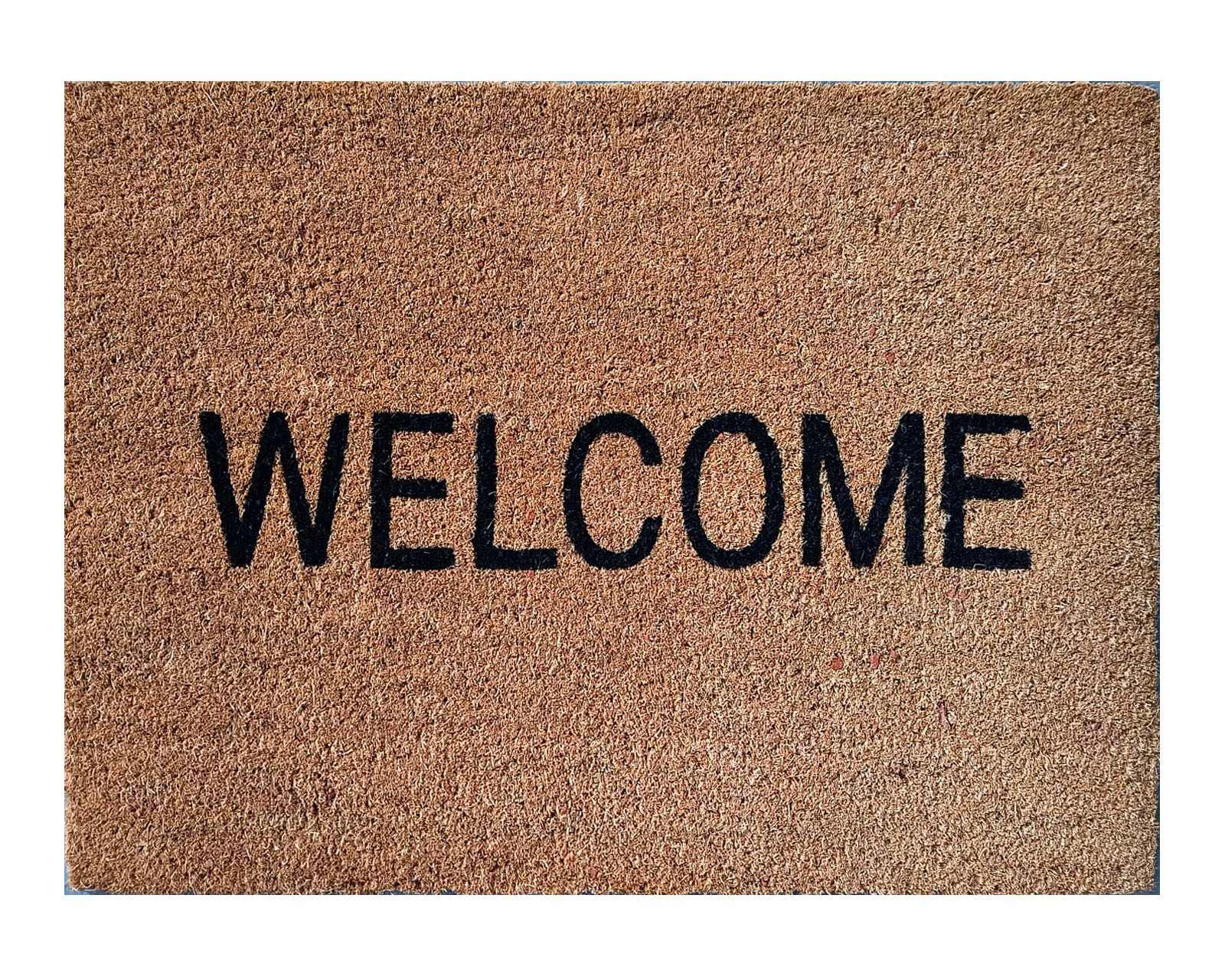 Felpudo Coco Rectangular Antideslizante entrada casa piso puerta interior exterior - Welcome
