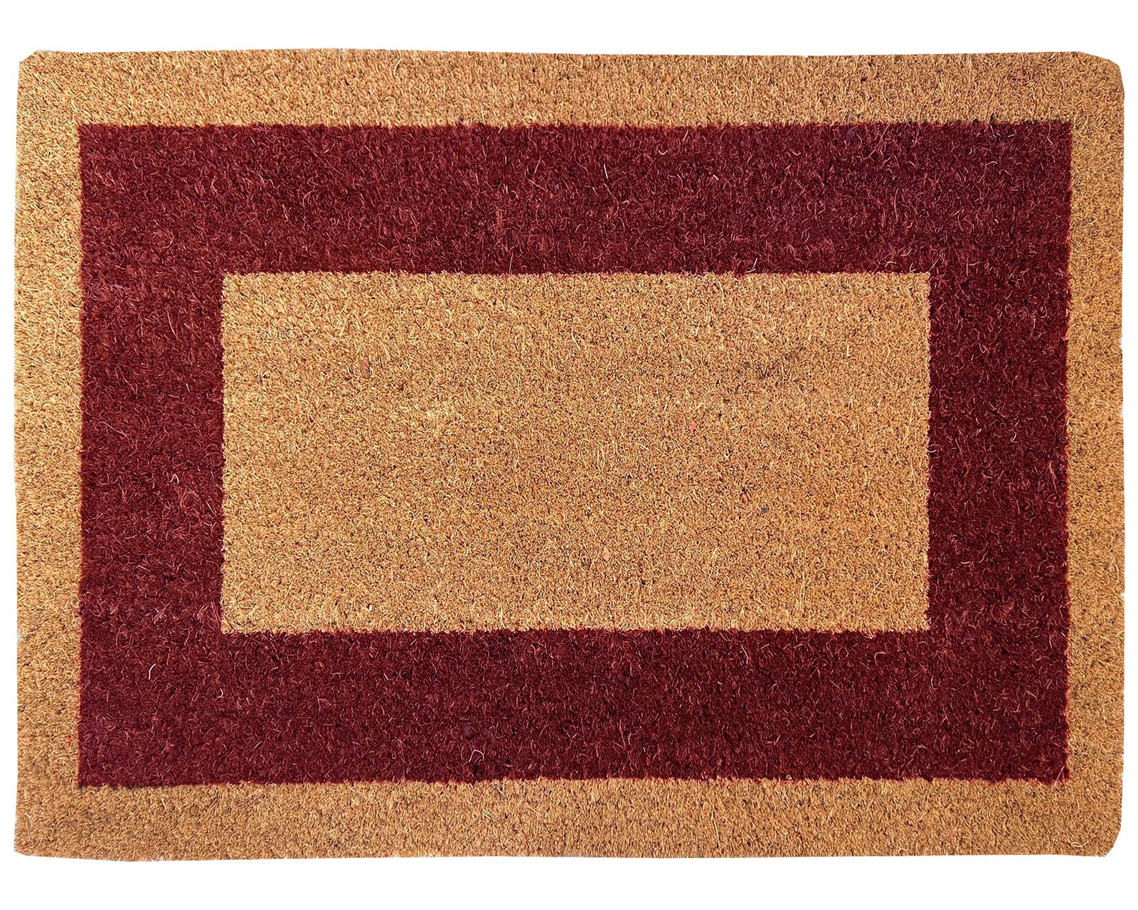 Felpudo Coco Rectangular Antideslizante entrada casa piso puerta interior exterior - Cenefa Roja