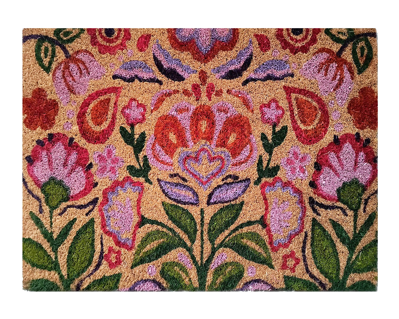 Felpudo Coco Colores Rectangular Antideslizante entrada casa piso puerta interior exterior - Flores Classic