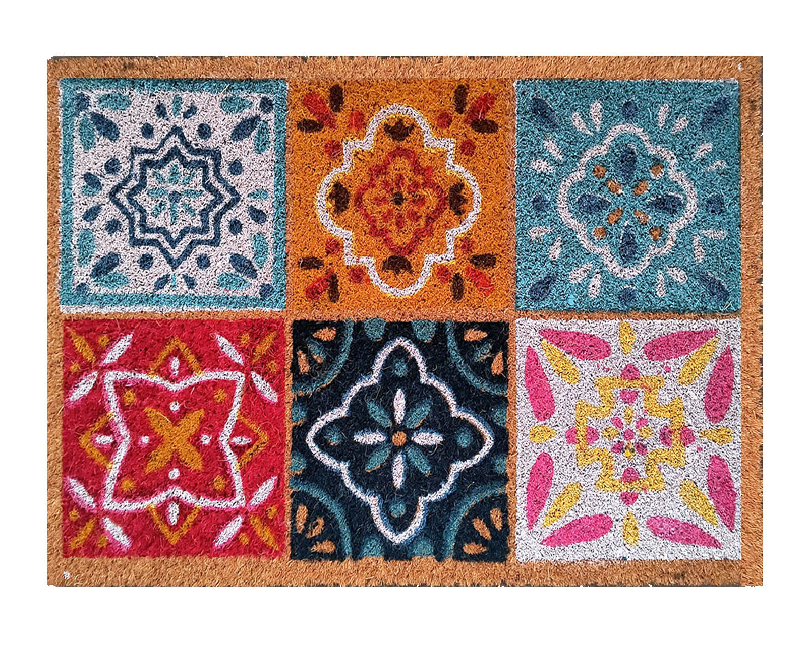 Felpudo Coco Colores Rectangular Antideslizante entrada casa piso puerta interior exterior - Retro Color