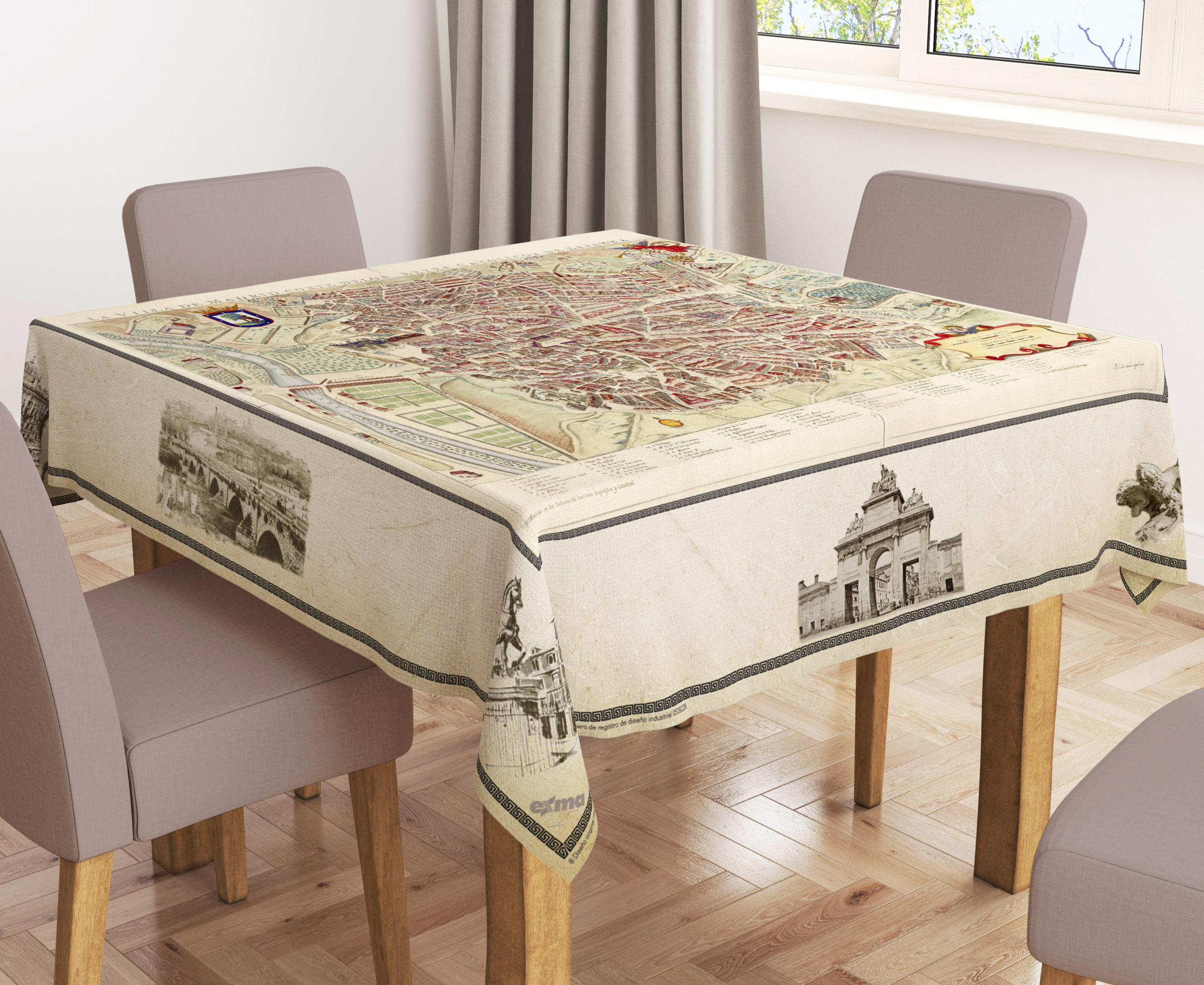 Mantel del plano mapa de Madrid Antiguo - Calidad de tela tejido antimanchas resinado - 45990-2