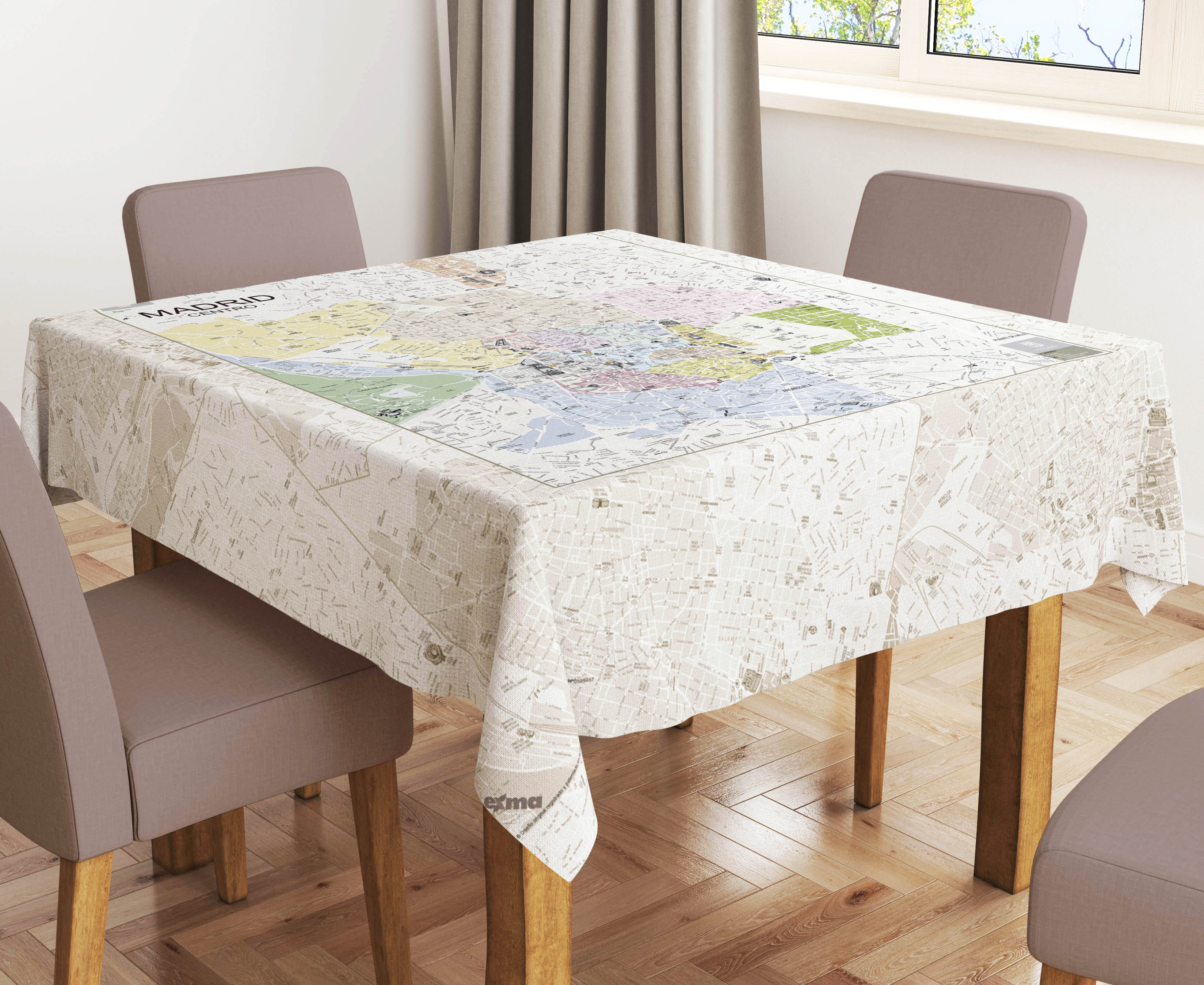 Mantel del plano mapa de Madrid Centro Moderno - Calidad de tela tejido antimanchas resinado - 45990-3