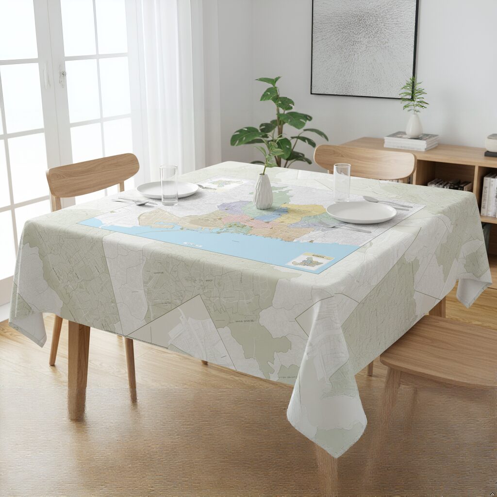 Mantel del plano mapa de Barcelona capital - Calidad de tela tejido antimanchas resinado - 45990-5