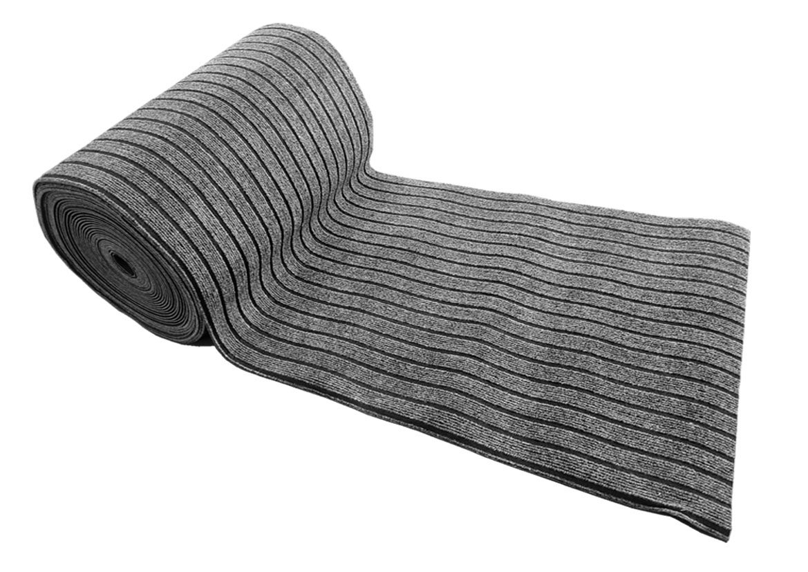 Alfombra moqueta antideslizante por metros para cocina y pasillo - Ancho 60cm - Basic Lineas Rayas Gris