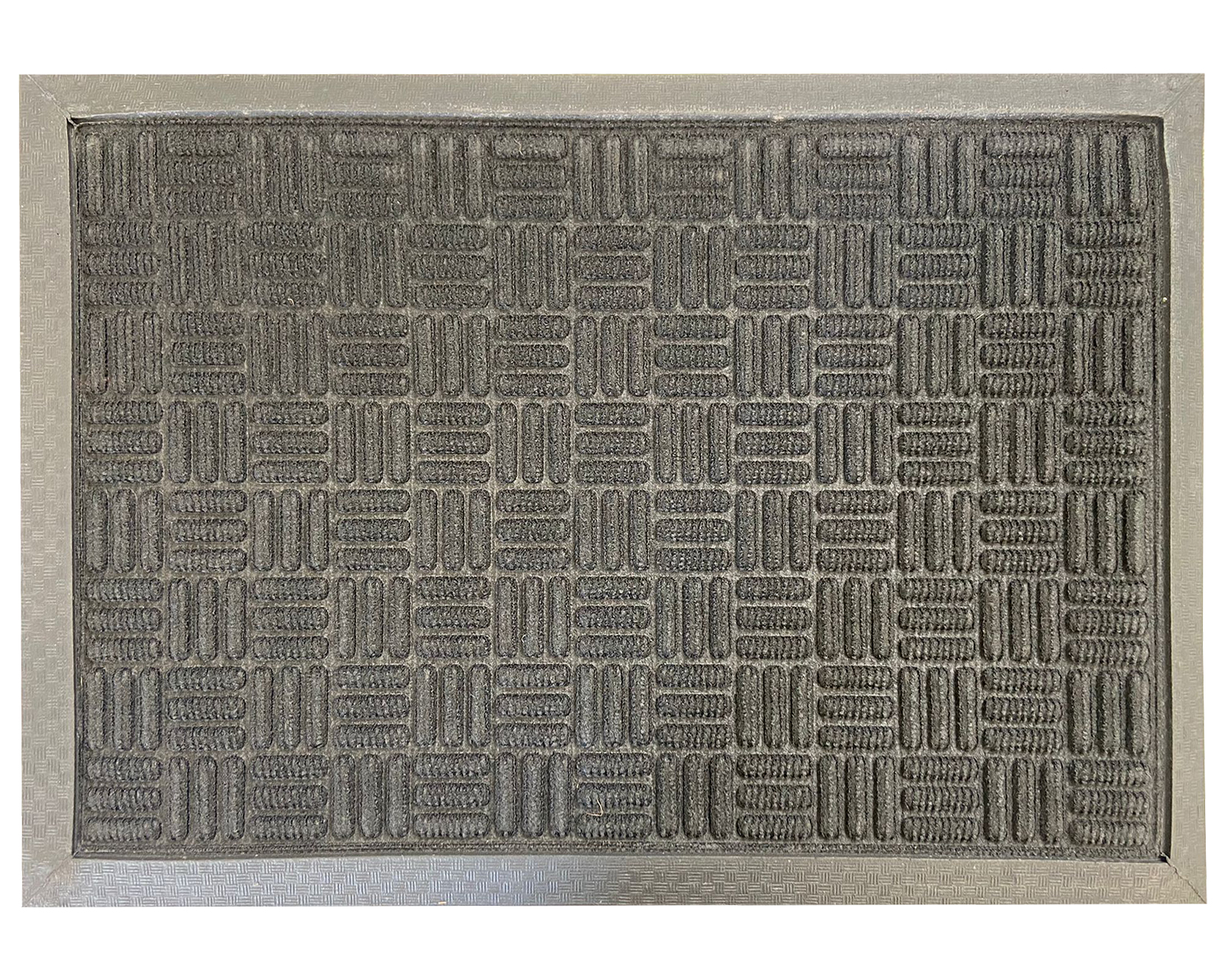 Felpudo Exterior Rizo Antideslizante de Caucho Goma Entradas y Terrazas 60x40cm Negro Cuadros 7164101-10