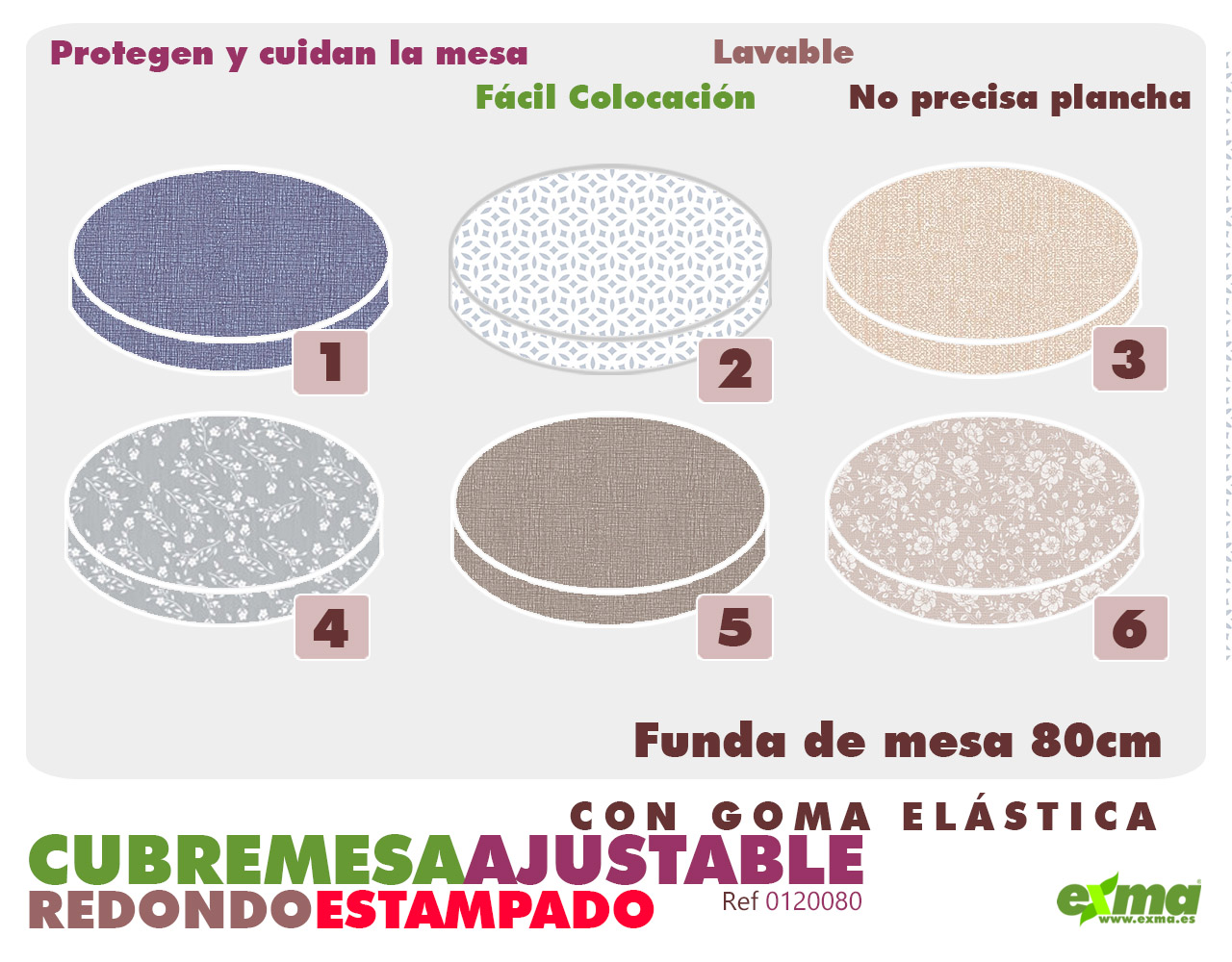 Mantel Cubremesa Ajustable Hule 80cm